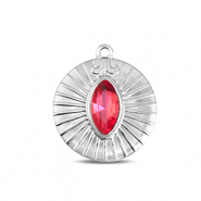 BY31&reg; Roestvrij stalen (RVS) Stainless steel bedels rond Silver-soft pink opal