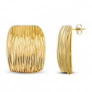 Roestvrij stalen (RVS) Stainless steel oorbellen / oorstekers rechthoek Gold