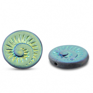 Czech kralen fossil shell 18mm Mixed blue-AB coating