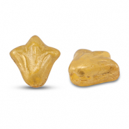 Czech kralen lily flower 9x8mm Transparent gold