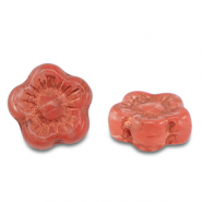 Czech kralen sunset flower 10mm Transparent red