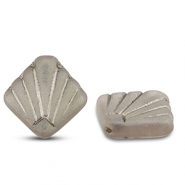 Czech kralen diafan 17mm Transparent greige AB-silver