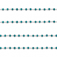 Roestvrij stalen (RVS) Stainless steel onderdelen jasseron rond Silver-turquoise blue