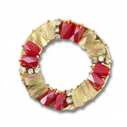 Top facet hangers rond Red-transparent AB-gold