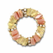 Top facet hangers rond Peach pink AB-transparent AB-gold