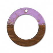 Houten hangers rond Purple transparent-gold-brown