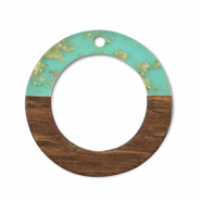 Houten hangers rond Green transparent-gold-brown