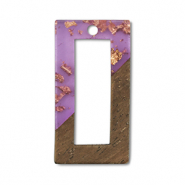 Houten hangers rechthoek Purple transparent-gold-brown