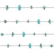 Roestvrij stalen (RVS) Stainless steel onderdelen jasseron howliet irregular Silver-turquoise