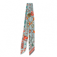 Bandana sjaal met hart/leren riemen Grey-teal green-light red