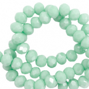 Top Facet kralen 6x4mm disc Bleached aqua green-AB coating