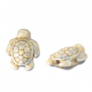 Kralen keramiek schildpad Off white-gold-silver