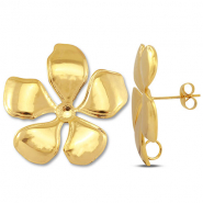 Roestvrij stalen (RVS) Stainless steel onderdelen oorbellen / oorstekers bloem met oogje Gold