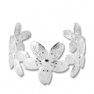 Roestvrij stalen (RVS) Stainless steel armbanden bangle bloem Silver