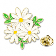 Pins madeliefjes White-green-yellow-gold