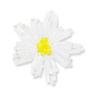 Hangers van glaskralen bloem Transparent white-transparent yellow-white
