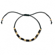 Trendy armbanden mixed beads Black-gold