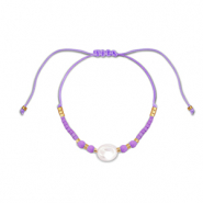 Trendy armbanden mixed beads Purple-white-gold