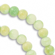 8 mm glaskralen Light green-light yellow