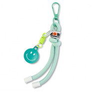 Sleutelhangers smiley met touw Mint-neon yellow-white
