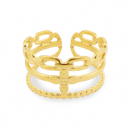 Roestvrij stalen (RVS) Stainless steel ringen bloem Goud