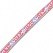 BY31&reg; Lint met tekst "Vitamin sea" Lavender-coral red-white-gold