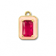 Brass TQ metaal bedels rechthoek Gold-cream pink-berry wine red