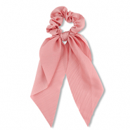 Scrunchies haarelastiek met lint Coral pink