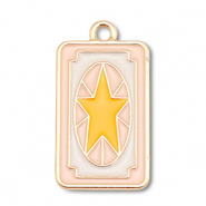 Bedels metaal enamel kaart met ster Gold-light pink-white-yellow