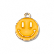 Bedels metaal enamel smiley Gold-light orange
