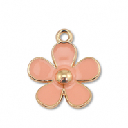 Bedels metaal enamel bloem Gold-peach pink