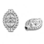 Roestvrij stalen (RVS) Stainless steel kralen ovaal met stippen Silver