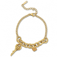 Roestvrij stalen (RVS) Stainless steel armbanden sleutel Gold