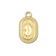 Roestvrij stalen (RVS) Stainless steel bedels ovaal met kiss Gold