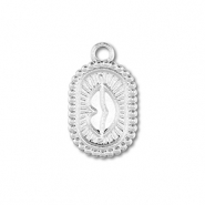 Roestvrij stalen (RVS) Stainless steel bedels ovaal met kiss Silver