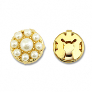 Eco-brass&reg; metaal button covers parels Gold-white