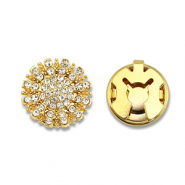 Eco-brass&reg; metaal button covers zirkonia zon Gold-crystal