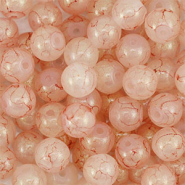 8 mm glaskralen met glitters Dusty pink-gold