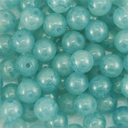 6 mm glaskralen met glitters Turquoise blue-gold