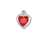 Roestvrij stalen (RVS) Stainless steel bedels hart Silver-red