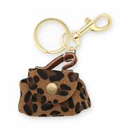 Sleutelhangers handtas met luipaardprint Brown-black-gold