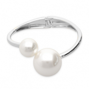 Metalen armbanden met imitatie parels Silver-white