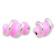 Roestvrij stalen (RVS) Stainless steel kralen twisted Silver-pink