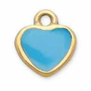 Roestvrij stalen (RVS) Stainless steel bedels hart Gold-blue