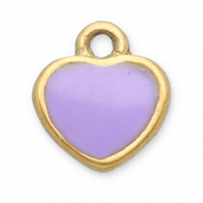 Roestvrij stalen (RVS) Stainless steel bedels hart Gold-lilac