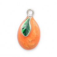 Roestvrij stalen (RVS) Stainless steel bedels kumquat Silver-orange-green