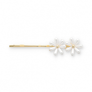 Haaraccessoires schuifspeld madeliefjes Gold-white