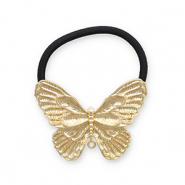 Haaraccessoires haarelastiek met metaal vlinder Gold-black