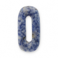 Natuursteen hangers sodaliet en microklien ovaal Blue-white