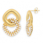 Roestvrij stalen (RVS) Stainless steel oorbellen / oorstekers Gold-white